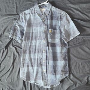 Five four striped short sleeve button up shirt size large